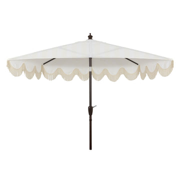 Beverly 9 ft. Designer Classic Scalloped Fringe Half Market Patio Umbrella